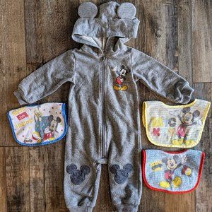 Mickey Mouse One Piece & Bibs 6-9M